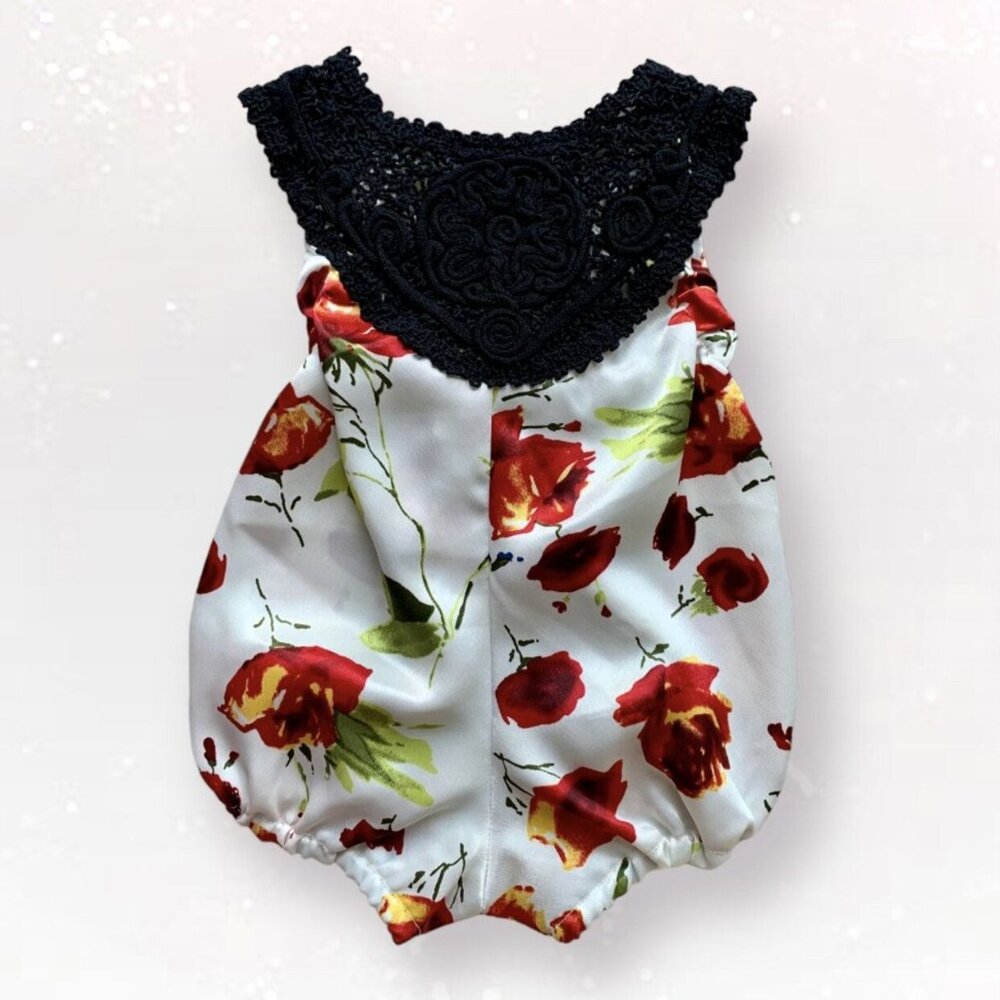 Kainku Handmade Roses + Lace Sunsuit Romper